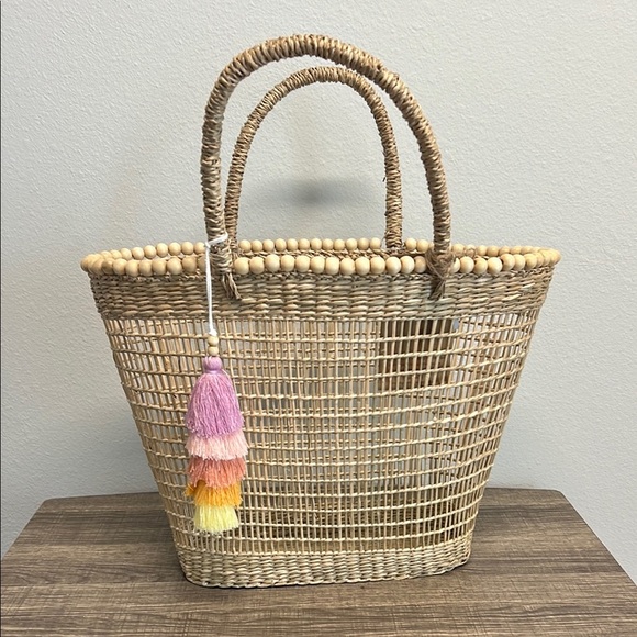 ☀️🏖️ Woven/Beaded Tote Bag - Picture 1 of 9